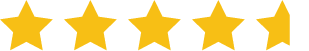 5 yellow star rating review with 4.5 stars filled in