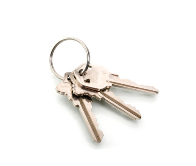 3 keys on a keychain