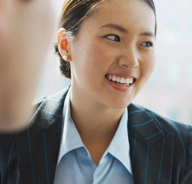 Smiling woman in a business suit