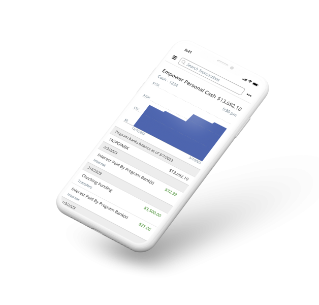 Empower Personal Cash mobile dashboard