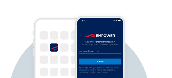 Empower mobile app on phone display