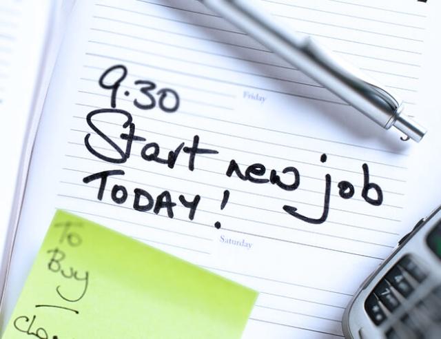 A daily planner with written words: Start New Job Today!