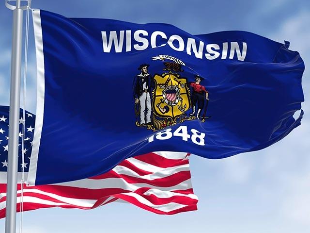 View of the Wisconsin state flag 