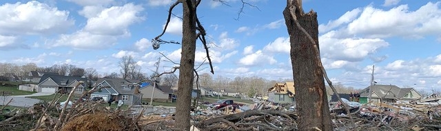Nashville Tornado neighborhood devastation scene