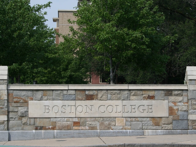 View of Boston College entrance wall