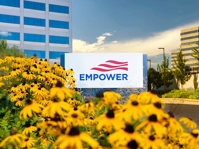 View of an Empower sign from headquarters front