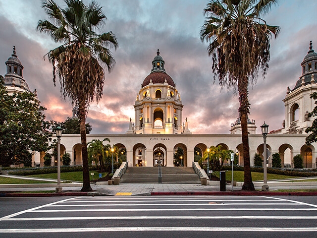 Pasadena City hall at sunset