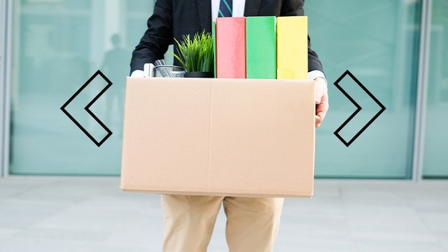 Man carrying box away from job