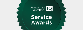 Financial Advisor Service Awards logo on green background