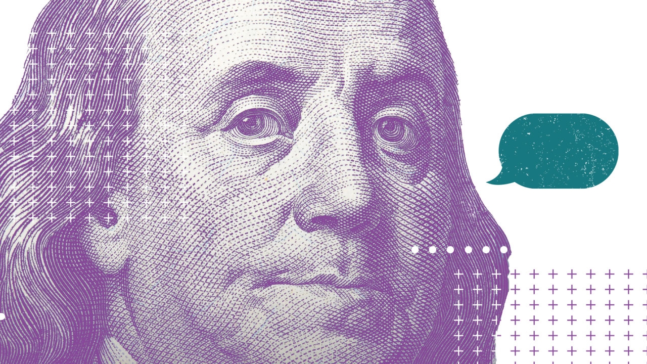 Image of Ben Franklin superimposed